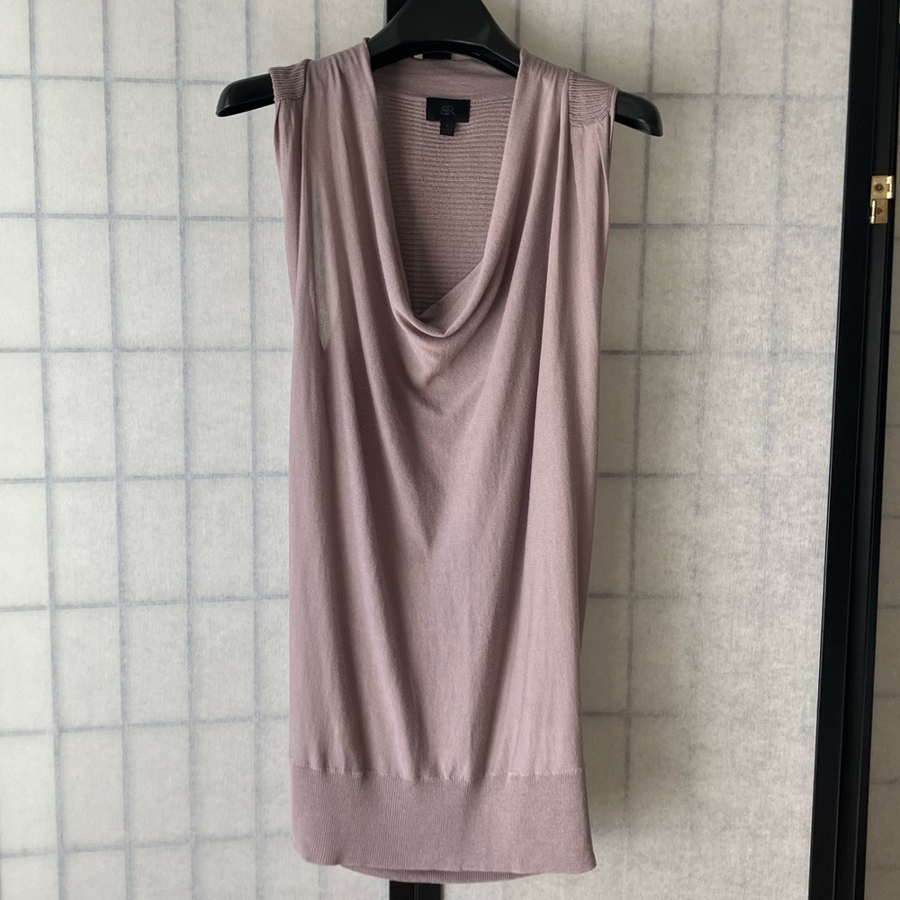 BR Banana Republic Cowl-Neck Mauve Cotton Blend Sleeveless Knit Top Sweater